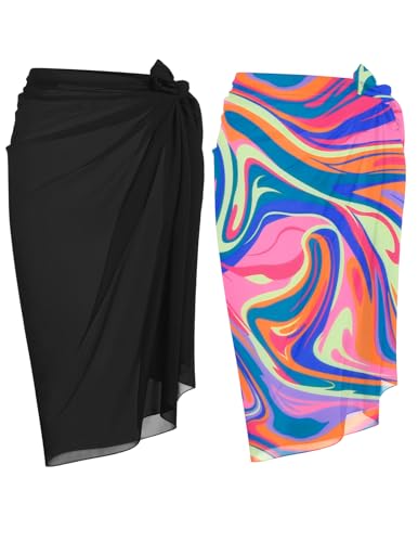 Image of Ekouaer Women Sarong Swimsuit Coverups Chiffon Long Bikini Wraps Sheer Beach Bathing Suit Cover Up