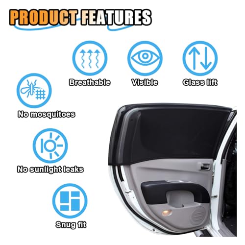 image for Smilfuy 2 Pack Car Window Shades for Baby, Breathable Mesh Sun Shades,
