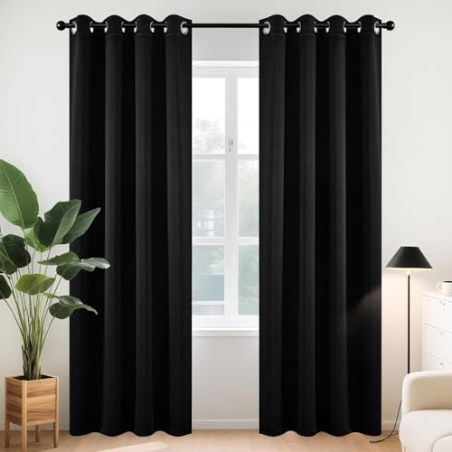 Joydeco Blackout Curtains for Bedroom 84 Inch - Black Out Curtains with Grommets Thermal Insulated Room Darkening Light Blocking, Noise Reducing & Wrinkle-Free Drapes for Living Room Windows, 2 Panels