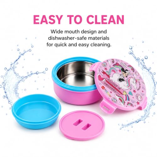 Image of CELLO Kidzbee Star Gift Set Combo for School Kids, Light Pink | 3D Touch & Feel Minnie Design Airtight Clip Lock Insulated Lunch Box 390ml with Leak Proof Flip Top Sipper Water Bottle for Kids Boys
