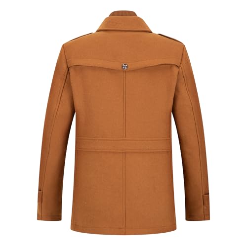 Image of INVACHI Men's Wool Blend Coat Warm Winter Trench Coat with Detachable Soft Scarf Single Breasted Pea Coat