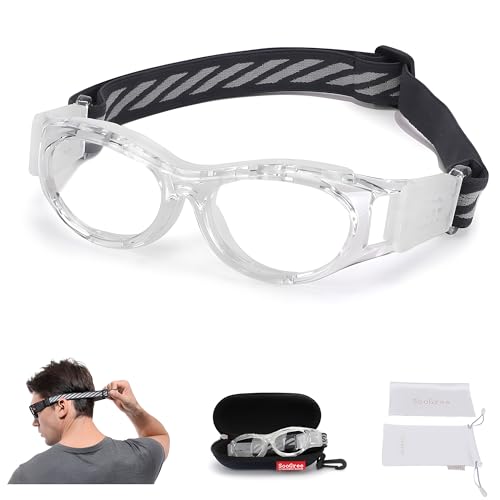SooGree Kids Sport Glasses Basketball Football Safety Goggles Boys Safety Eyewear Anti Shock Collision Glasses Frame 7-14 (Transparent)