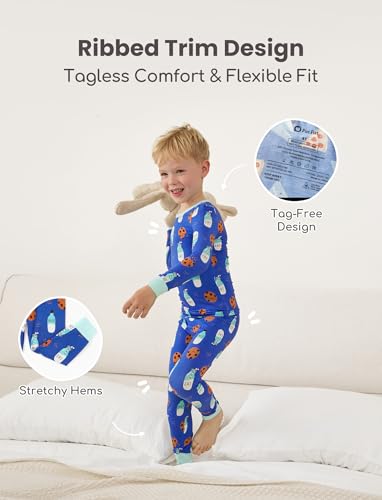 Image of PATPAT Bamboo Viscose Pajama Sets for Toddler Boys & Girls Baby Kids, Ultra-soft Snug fit Pjs Sleepers for Birthday Holiday