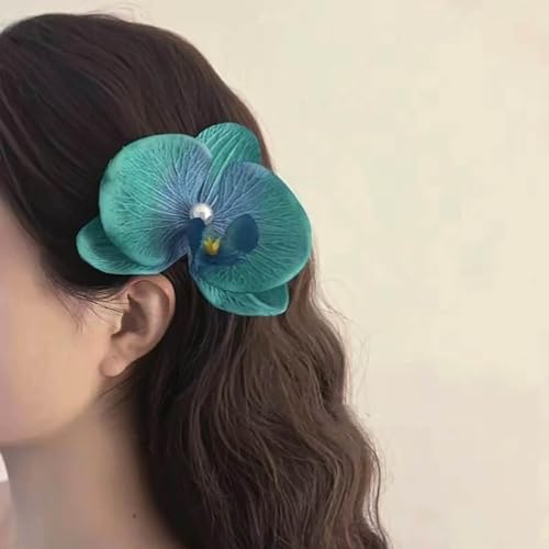 Inateannal Grandes pinces à cheveux en forme d'orchidée verte pince à cheveux en forme d'orchidée papillon coiffure florale hawaïenne barrette à cheveux...
