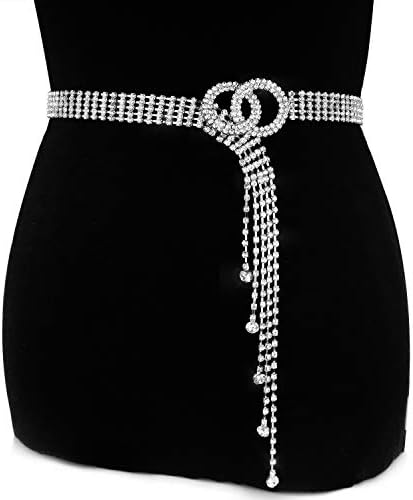 Crystal Waist Belt for Women Rhinestone Chain Belt O-Ring Waistba...