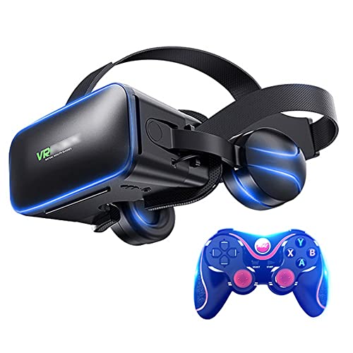 2022 Newest Virtual Reality Headset, VR Headset with Game Handle and Headset for Kids Adult Play 3D Game Movies (4.5 To 6.2 Inches), Universal VR Glasses Set for IPhone Samsung and Android Phone