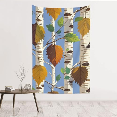 Tapisserie murale en velours feuilles de bouleau 152x101 cm GJHKSSVB