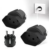 Fiotha 2 Piezas Enchufe Adaptador de Suiza/Liechtenstein a UE, Adaptador de Viaje, Enchufe de 3 Clavijas de Suiza a Conector de 2 Clavijas Tipo, para Suiza, Maldivas, Ruanda, Liechtenstein, Negra