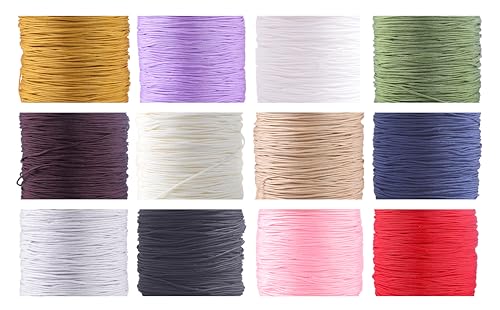 KONMAY 0.8mm Braided Nylon Bracelet Making String,360 Yards Mixed of 12 Colors,Trim Thread for Chinese Knotting, Kumihimo, Beading, Macramé, Jewelry Making, Sewing,Mixed