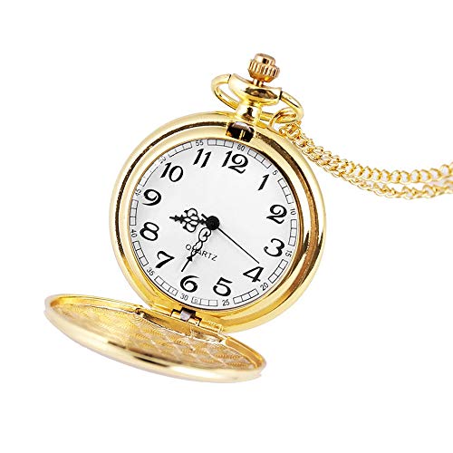 Alladaga Set Of 2 Classic Pocket Watch With Chain For Men And Women (Gold Gold) #TOP2