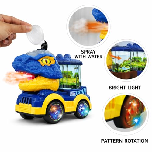 Image of Dinosaur Spray Toy Truck for Kids | Water Mist Spray, Flashing Lights & Moving Parts | Electric Musical Toy Car with 360 Rotation | Battery Operated Toy for Boys & Girls (2+ Years)