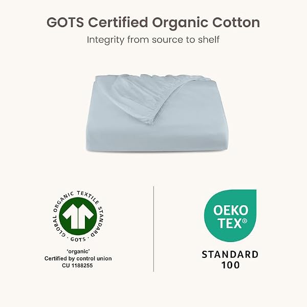 Bioweaves 100% Organic Cotton 1 Twin Fitted Sheet Only | 300 Thread Count Sateen Weave GOTS Certified with Deep Pocket - Shore by BIOWEAVES - Used condition - Image 6