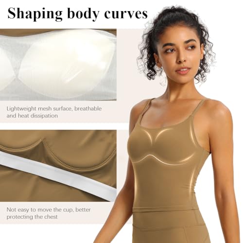 Image of SANNIDHI Camisole Tops for Women Built in Bra Adjustable Strap Soft Cotton Undershirt Tanks Seamless Layering Tops, XL