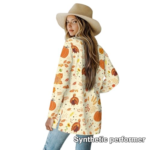 Image of Fall Maple Leaf Cardigan Sweaters for Women Long Sleeve Cardigan Soft Drape Open Front Dusters V-Neck Jackets Dressy