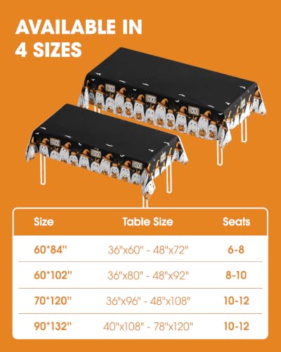 Image of Pureegg Polyester Halloween Tablecloth 60 inch x 84 inch 1 Pack Black Ghost