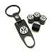 iDoood Set of 4 Car Tire Valve Stem Air Caps Cover + Keychain for VW Volkswagen Black