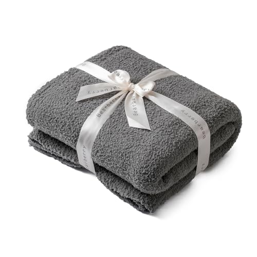 Image of bearberry Super Soft Fluffy Throw Blanket Lightweight Cozy Warm Throw Blankets for Couch Bed Sofa All Season (Dark Grey, 50”x60”)