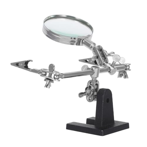 WEKADRIN 可能な第三の手はんだ補助具 ルーペ拡大鏡付き 多用途電子修理モデル製作用耐久クランプスタンド ジュエリー細工および基板固定対
