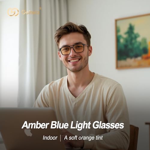 Image of Goiteia Orange Blue Light Blocking Glasses-Retro 70s Blue Light Glasses for Men Women, Easier Sleep and Migraine Relief