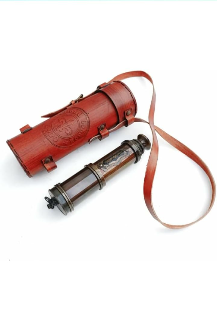 Telescopio vintage in ottone vittoriano 1915, riproduzione nautica con scatola di legno, 50,8 cm, finitura in ottone e copriobiettivo, replica antica