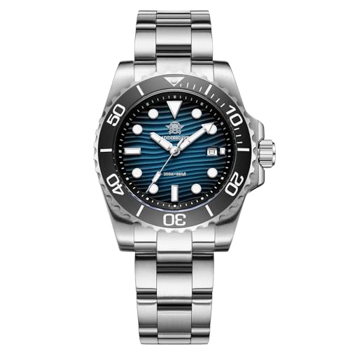 ADDIESDIVE Mens Stainless Steel Watch Waterproof 200 M 41 MM Big Face BGW9 Luminous Date Window Analog Watches for Outdoors