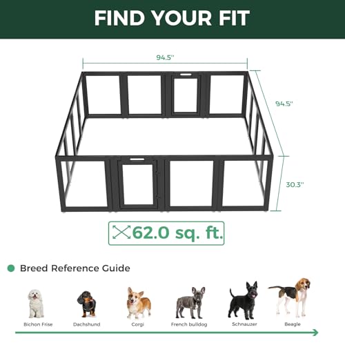 Image of FXW AuraSpace Acrylic Indoor Dog Playpen for Small and Medium Dogs, 30 Inch, 16 Panels, Black