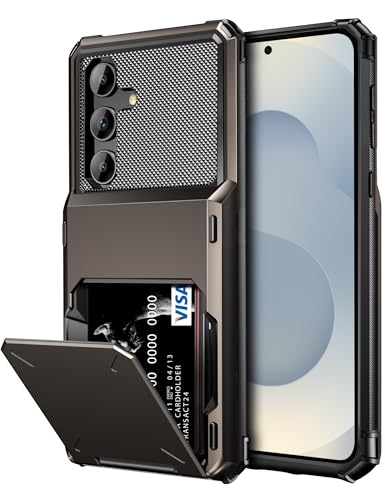 Vofolen for Samsung Galaxy S25 Plus Case Wallet with Card Holder Dual Layer Heavy Duty Shockproof Hidden Flip 4-Card Slots Large Storage Protective Galaxy S25+ Wallet Case for Women Men Gun Metal