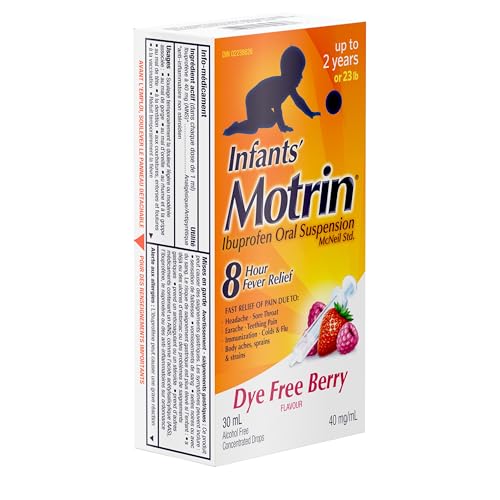 Motrin Infants' Ibuprofen Oral Suspension Concentrated Drops Dye Free Berry Flavour, 40 mg/ml 30 mL - Image 3