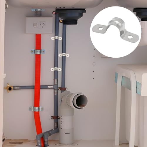 Image of 32Pcs 12mm / 1 /2 inch Stainless Steel U Bracket Pipe Clamps | Conduit Clamps, Rigid Pipe Strap, Two Hole Cable Strap, Fit for Tube, Wire Cord, Pipe (OD 12mm / 1 /2 inch is not ID 12mm / 1 /2 inch)