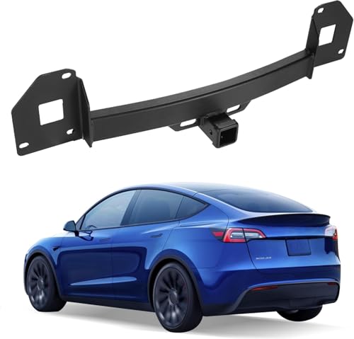 Trailer Hitch Compatible with Tesla Model Y 2020-2025 2-inch Tow Hitch Receiver Black Trailer Hitch Kit Anti-Rust Gloss Black Powder Coat Tow Hitch