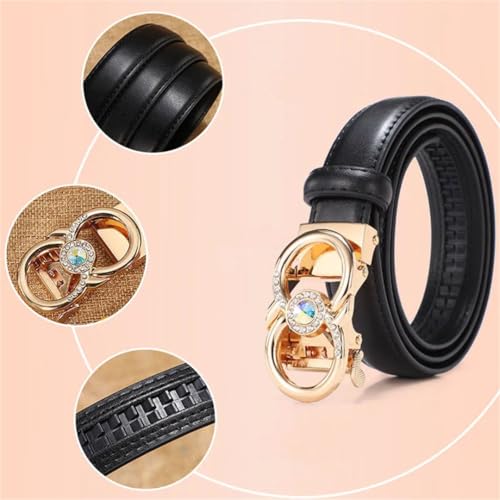 Women’S Candy Color Genuine Leather Automatic Buckle Luxury Designer Belt For Dresses Solid Pattern 2.3Cm Width3