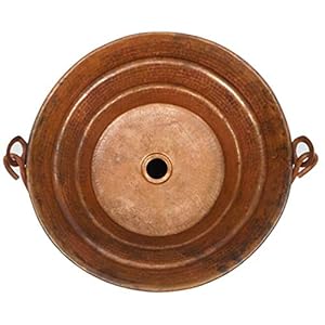 Natural fired 15 round copper vessel bucket bath sink  urban country home decor