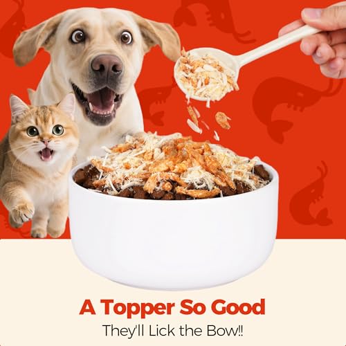 Wellix Dog & Cat Food Topper - Antarctic Krill Treats Freeze Dried Egg Yolk& Chicken Flavor Low Calorie - Cognitive and Skin & Coat Support - Healthy Cat Treats for Indoor Cats