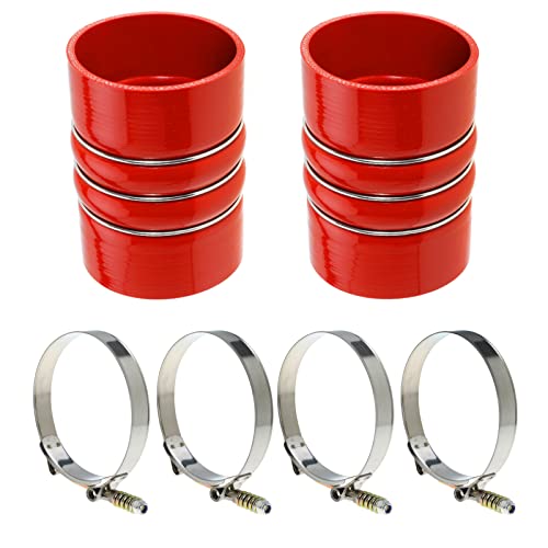 Image of Silicone Charge Air Cooler Hump Hose Boot Set 4 inch X 6 inch 4 inch with T Bolt Clamp Red