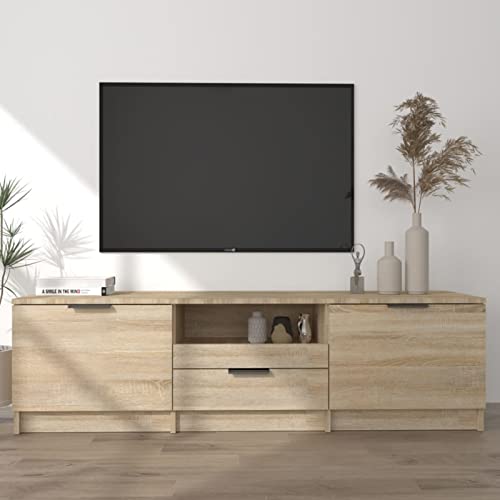 Xichuzi TV-Schrank Sonoma-Eiche 140x35x40 cm Holzwerkstoff, TV Lowboard, Fernsehschrank, Fernsehtisch, Fernseher Schrank, TV Sideboard, TV Board, TV Cabinet, TV Bank, TV Kommode