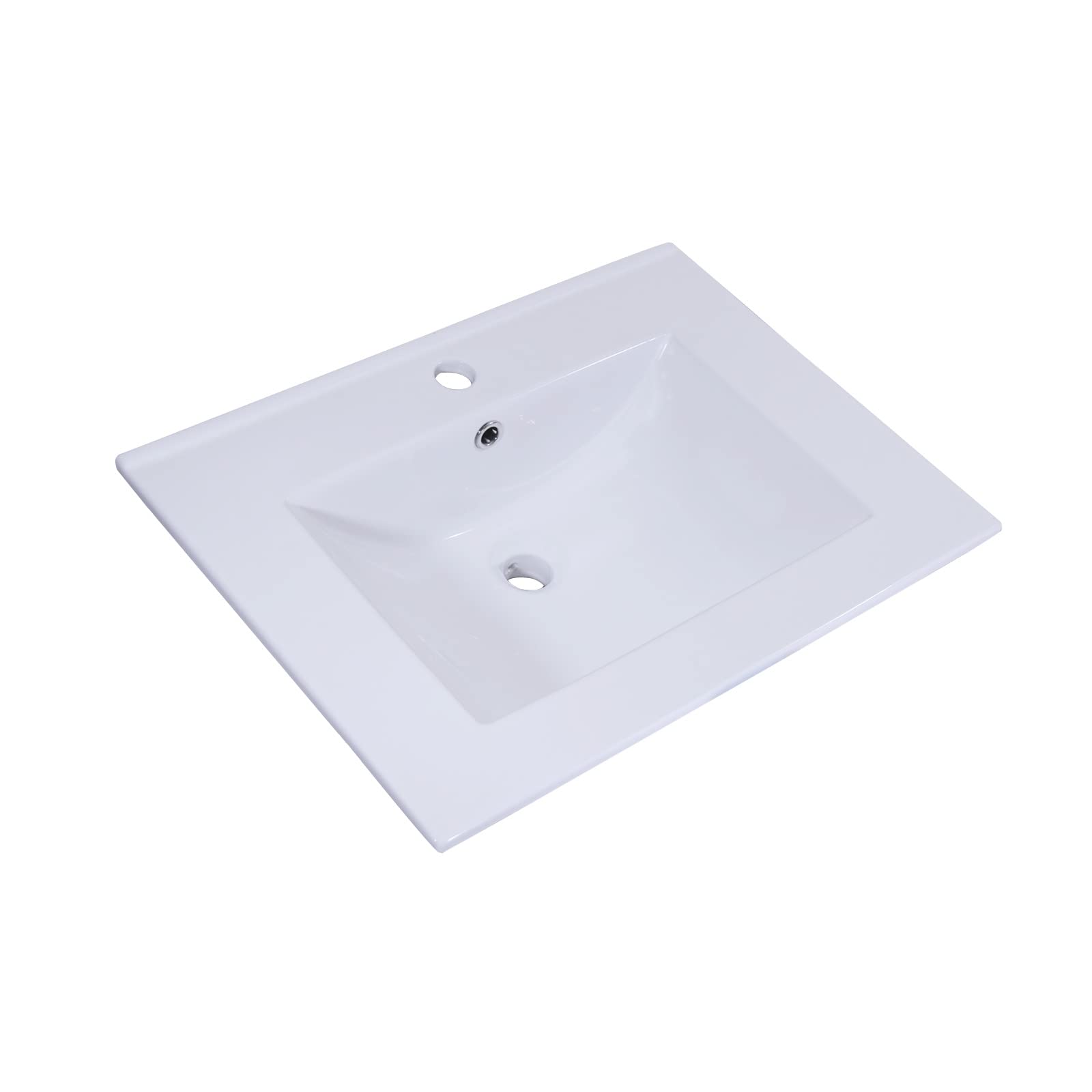 SouNor SN2024 24 inches Vanity Top Sink Drop-in Self-Rimming Rectangular Bathroom Sink White