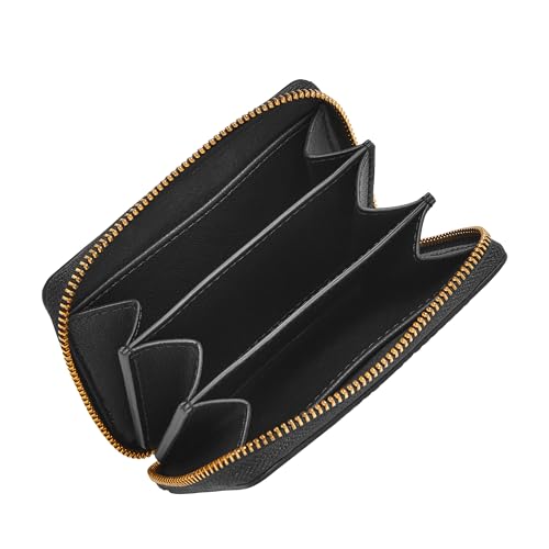Image of Fossil Women's Logan RFID-Blocking Leather Zip Around Card Case Wallet with Keychain