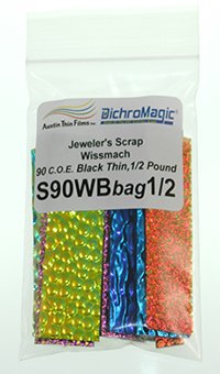 1/2 Lb Dichroic Scrap on Wissmach Thin Black COE 90 Austin 74564