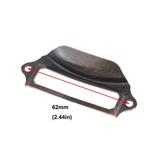 Antrader 10Pcs Antique Iron 2-3/4 Inch X 1-1/5 Inch Tag Label Card Holder Office Drawer Pull Handle, Copper Tone #TOP2