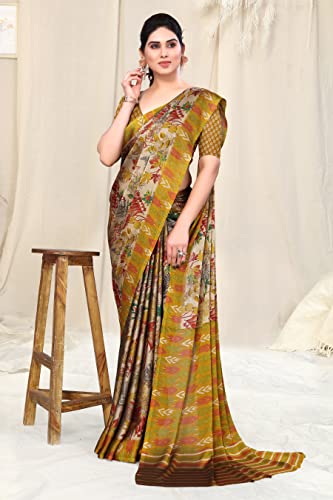 Image of MIRCHI FASHION Saree for Woman Chiffon Floral Printed | Breathable Lightweight Summer Sari for Office and Home Use with Blouse Piece (Available in 20 Colors)