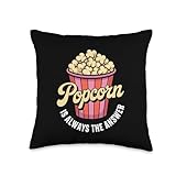 Funny Popcorn Themed for Men Women Adults Kids Popcorn Lover Throw Pillow