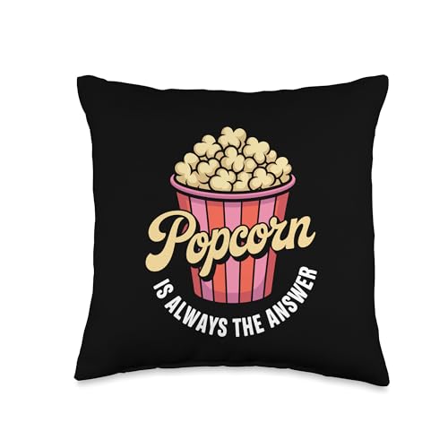 Funny Popcorn Themed for Men Women Adults Kids Popcorn Lover Throw Pillow