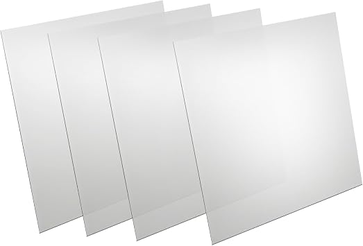 4 Pcs Two Way Mirror Glass 12 x 12 x 0.04 Inch 30% Transparent Effect Infinity Acrylic See Through Mirror Sheet for Magic Project