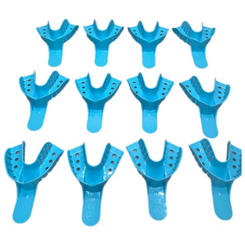Dental Mates Impression Trays Blue, Perforated Impression Trays for Dental Clinic, Lab Equipment, Dental Students (1, 3# MD Upper)