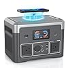 Portable Power Station, 384Wh LiFePO4 Battery Backup, 600W(1800W Peak) Solar Generator with 10 Outlets,UPS Function, Solar Power Station for Home Emergency,Camping,RV, Bluetooth Speaker&LED Lights