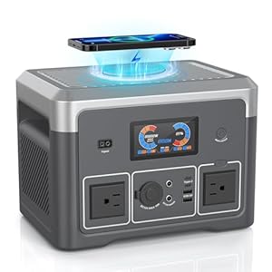 Portable Power Station, 384Wh LiFePO4 Battery Backup, 600W(1800W Peak) Solar Generator with 10 Outlets,UPS Function, Solar Power Station for Home Emergency,Camping,RV, Bluetooth Speaker&LED Lights