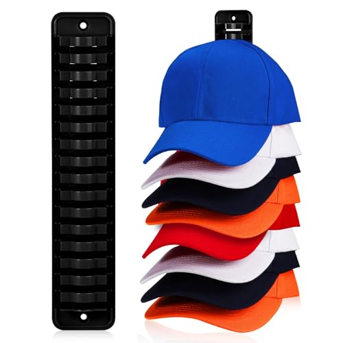 Nzcvuias Hat Organizer for Baseball Caps?Hat Holder Organizer Display for Wall?Wall Mounted Hat Hooks Hold up to 16 Hats for Closet Door and Bedroom 1pack (Black)