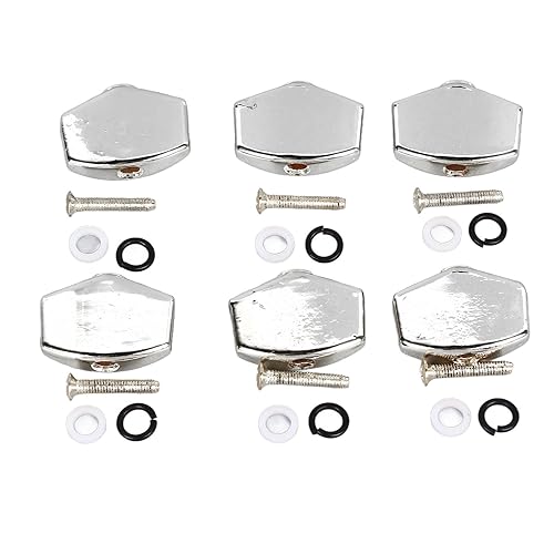 ユニバーサル安定メタルギターチューニングペグボタン交換アコースティックエレキギター6PCS (銀)