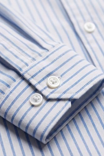 Image of Louis Philippe Men's Slim Fit Signature Oxford Easy Care, Natural Stretch Full Sleeve Stripe Casual Shirt