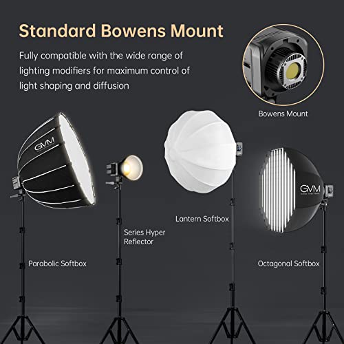 Image of GVM Great Video Maker GVM 80W Bi-Color COB Video Light Kit, 2700K~7500K Continuous Lighting for Photography with Bowens Mount Softbox&Stand, 8 Effects Support AC Adapter & NP Battery